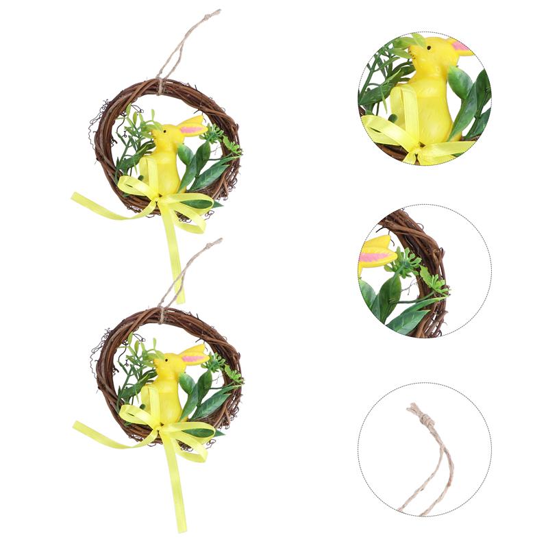 2pcs Easter Wall Hanging Garland Wreath Pendant Artificial Easter Garland