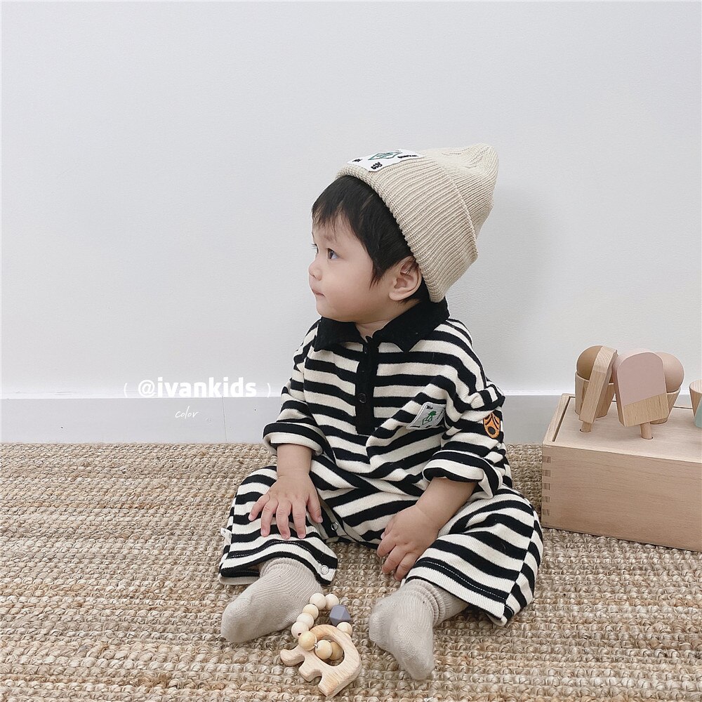 Knit Baby Rompers Black Striped Baby Boy Girls Clothing Long Sleeve Infant Boys Play Suit Baby Outfits Autumn