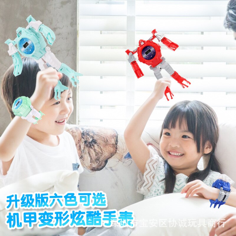 Cross Border Stall CHILDREN'S Cartoon Electronic Transformers Robot Watch Douyin Toy Items