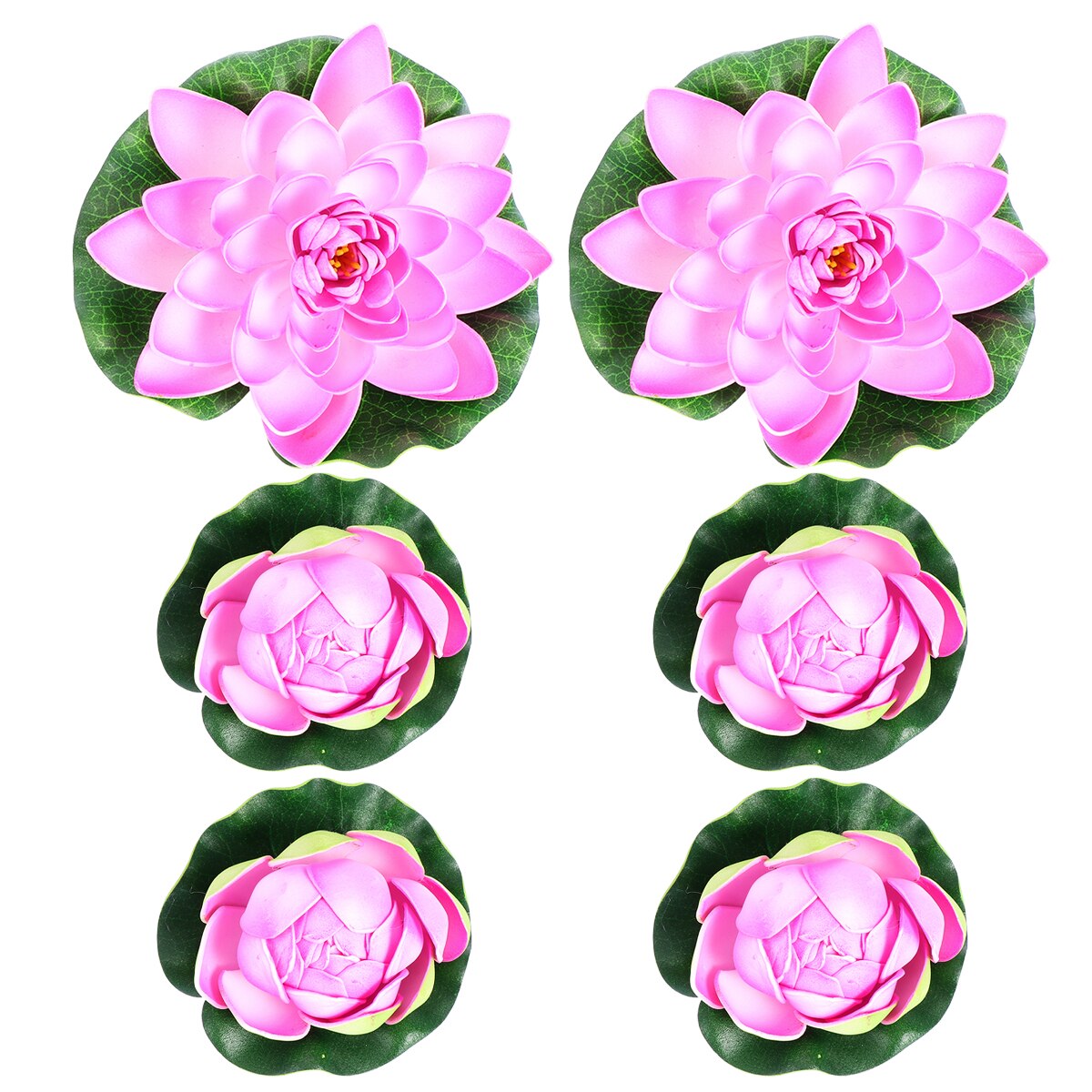 6PCS Simulation Lotus Lilies Artificial Plastic Pond Plants Home Decoration: Pink