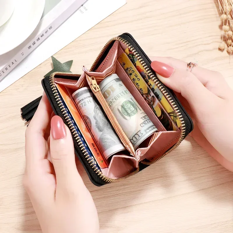 Women Small Coin Wallet Ladies Mini Tassel Wallet Cute Girl Short Purse Bags Zipper Lovely Leather Coin Purse Lady Hand Wallet