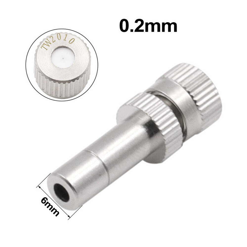 Verneveling Water Spray Nozzle Rvs Fog Misting Nozzles 6Mm Connectors Tuin Water Irrigatie Sprinkler Verneveling Fitt: 0.2mm