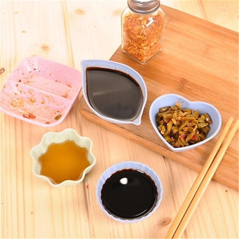 Homies 1PC Leaves ShapeWheat Straw Soy Sauce Dish Rice Bowl Plate Sub - plate Japanese Tableware Food Container Baby Kids Dish