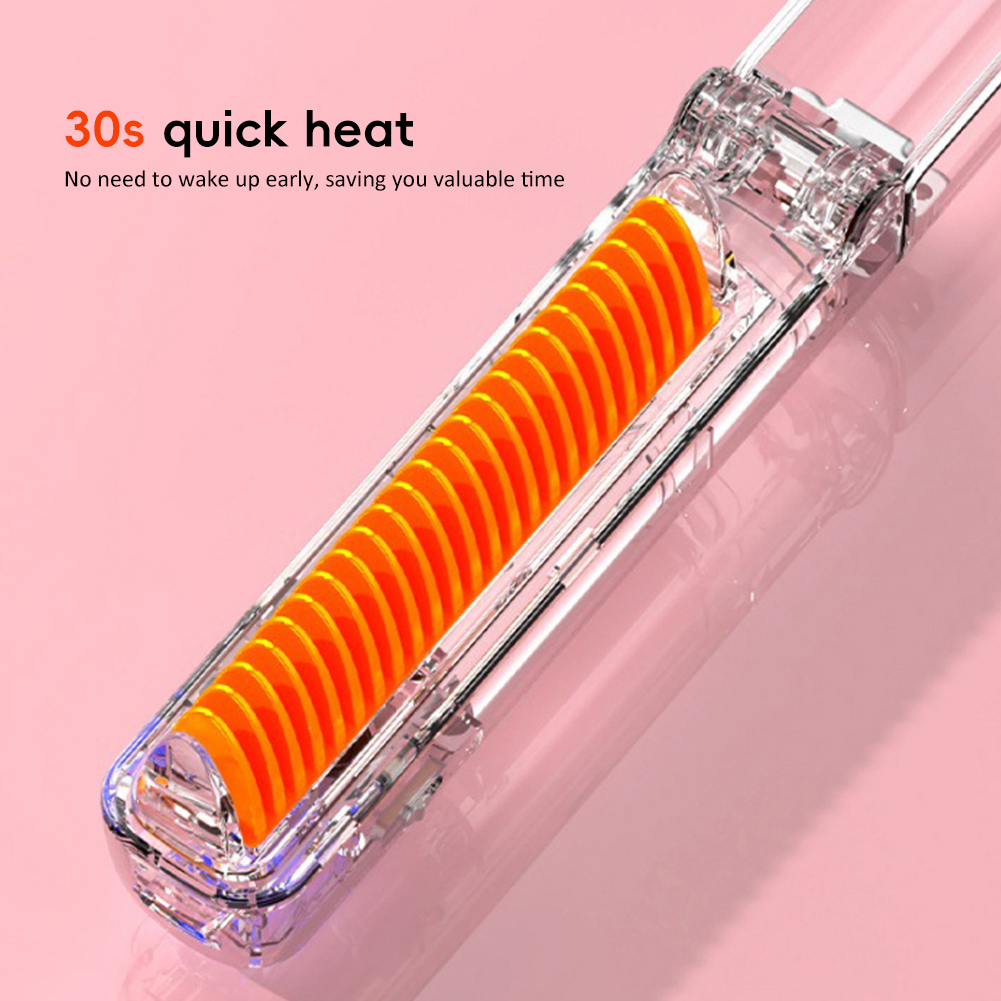 Peigne Chauffant Pliable et Portable, Mini Outil USB, Rechargeable Rapidement, Lissage des Cheveux