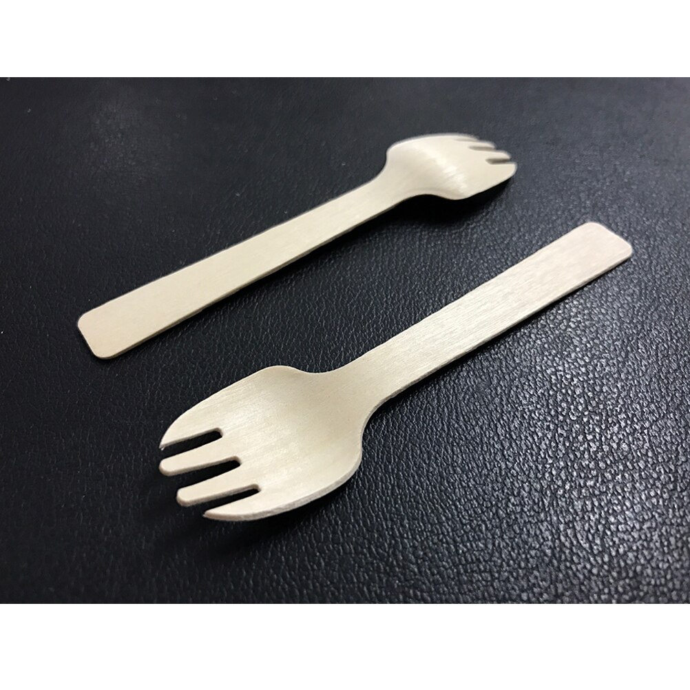 200Pcs 10.5 Cm Pefect Milieuvriendelijke Premium Forks Wegwerp Duurzaam Houten Servies Gebruiksvoorwerpen Bestek Voor Barbecue Picknick Banket