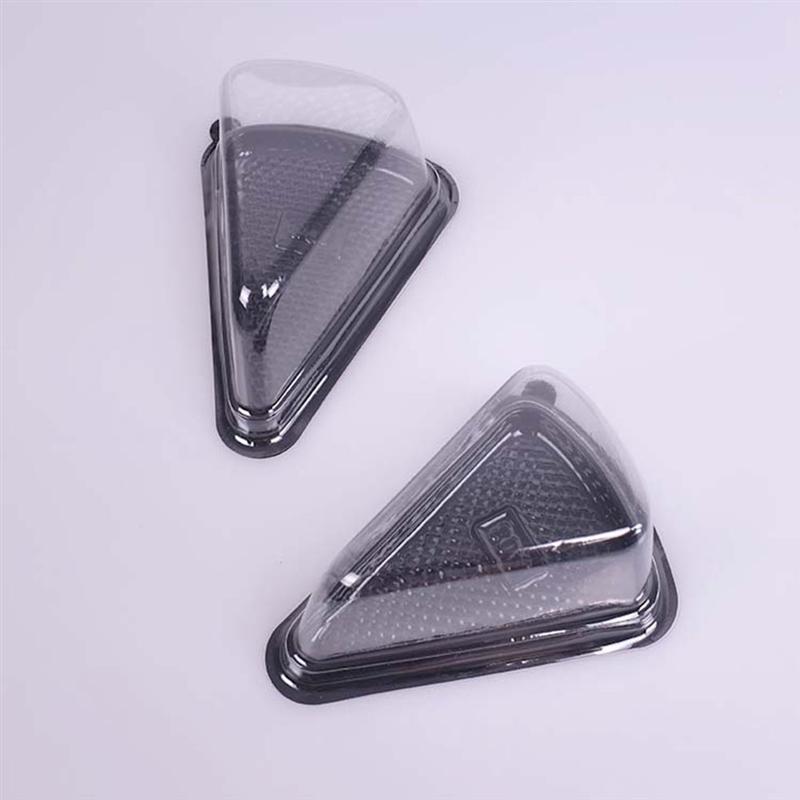 10PCS Triangle Cake Box Plastic Sandwich Packaging Cake Boxes Plastic Cake Packing Box Bakery Cake Packaging (Black)