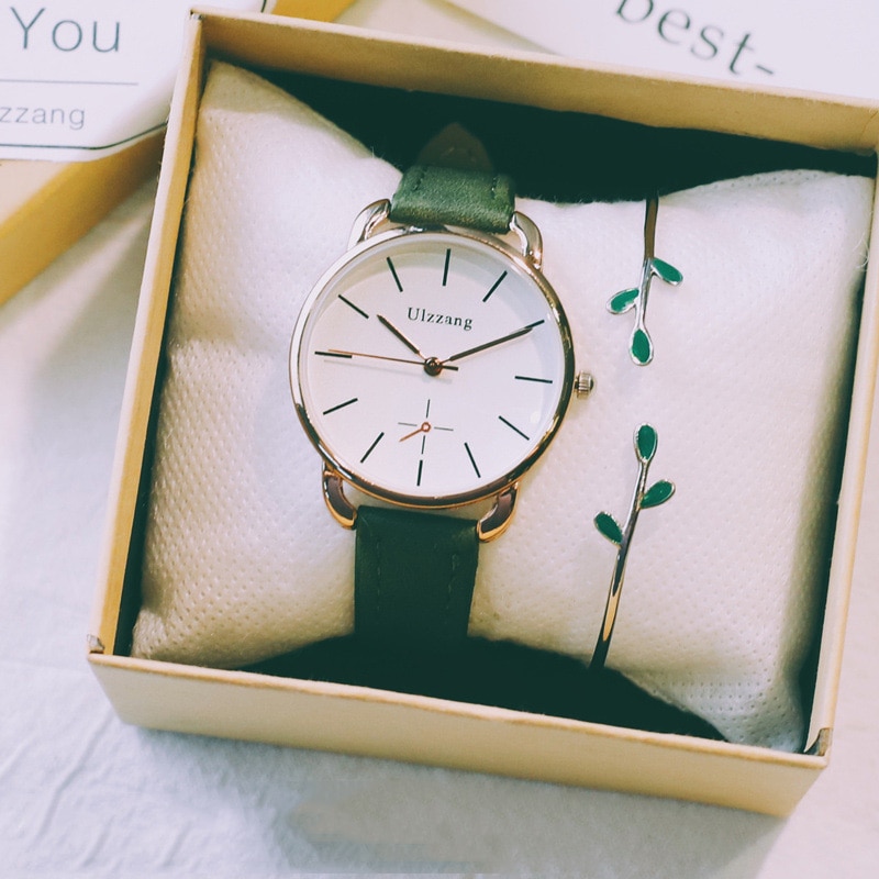 Ulzzang-relojes para mujer de cuero Vintage, de cuarzo, informal, de lujo,