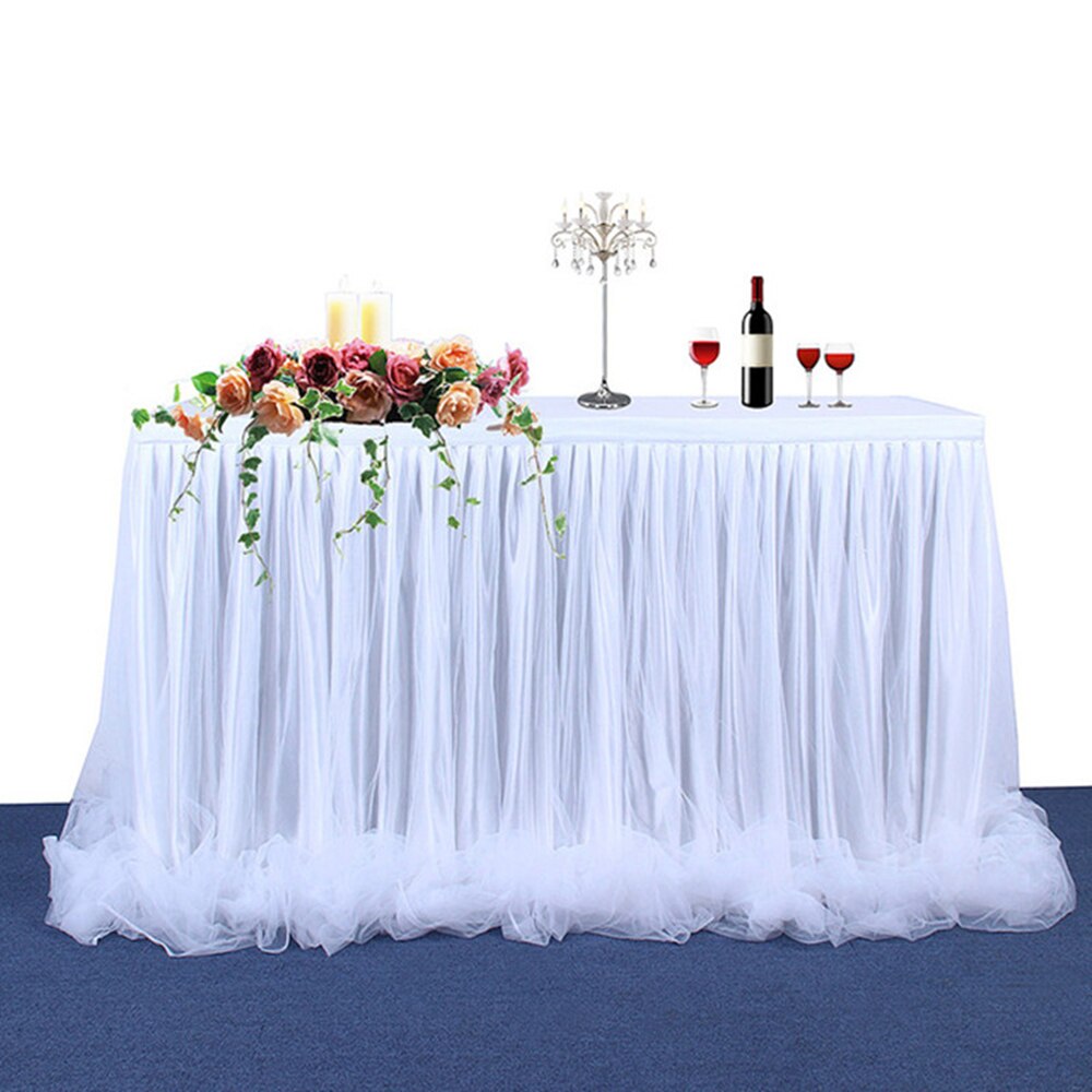 Håndlavet tyl bord nederdel solid dug dekorativ bordserviet klud til rektangel eller rundt bord hjemme bord fodpaneler: W
