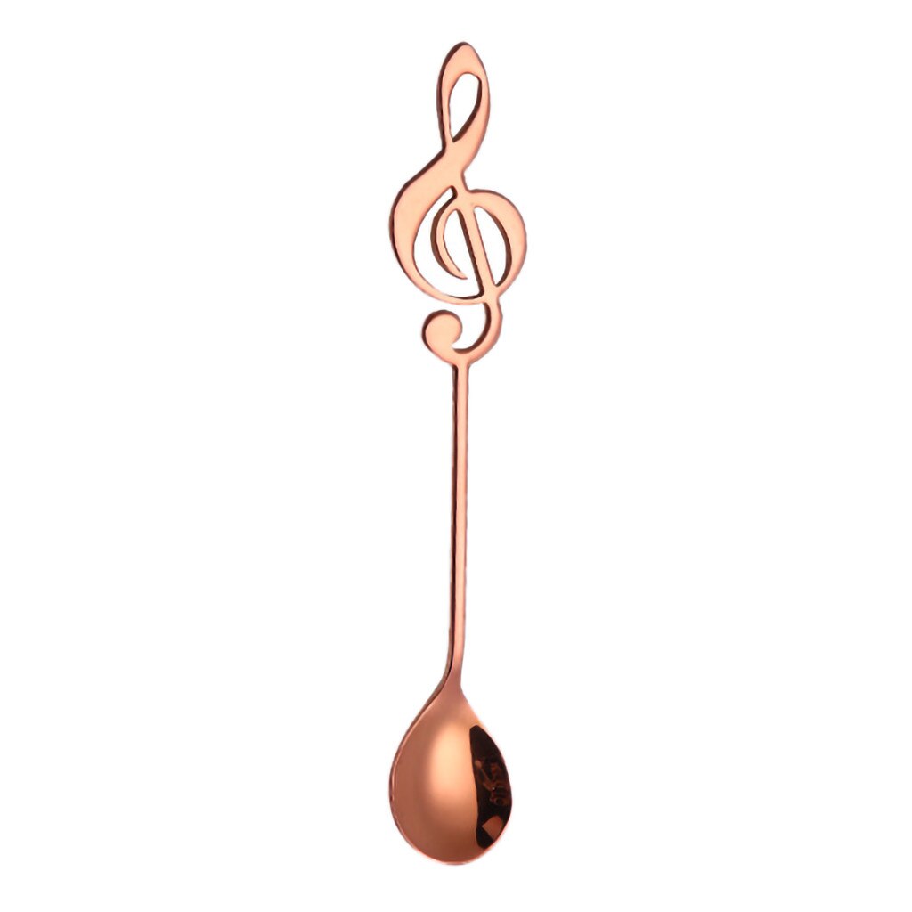 Colorful Spoon Handle Spoons Flatware Ice Cream Drinking Tools Kitchen Gadget Stainless Steel Flatware guitar Spoon: Rose Gold