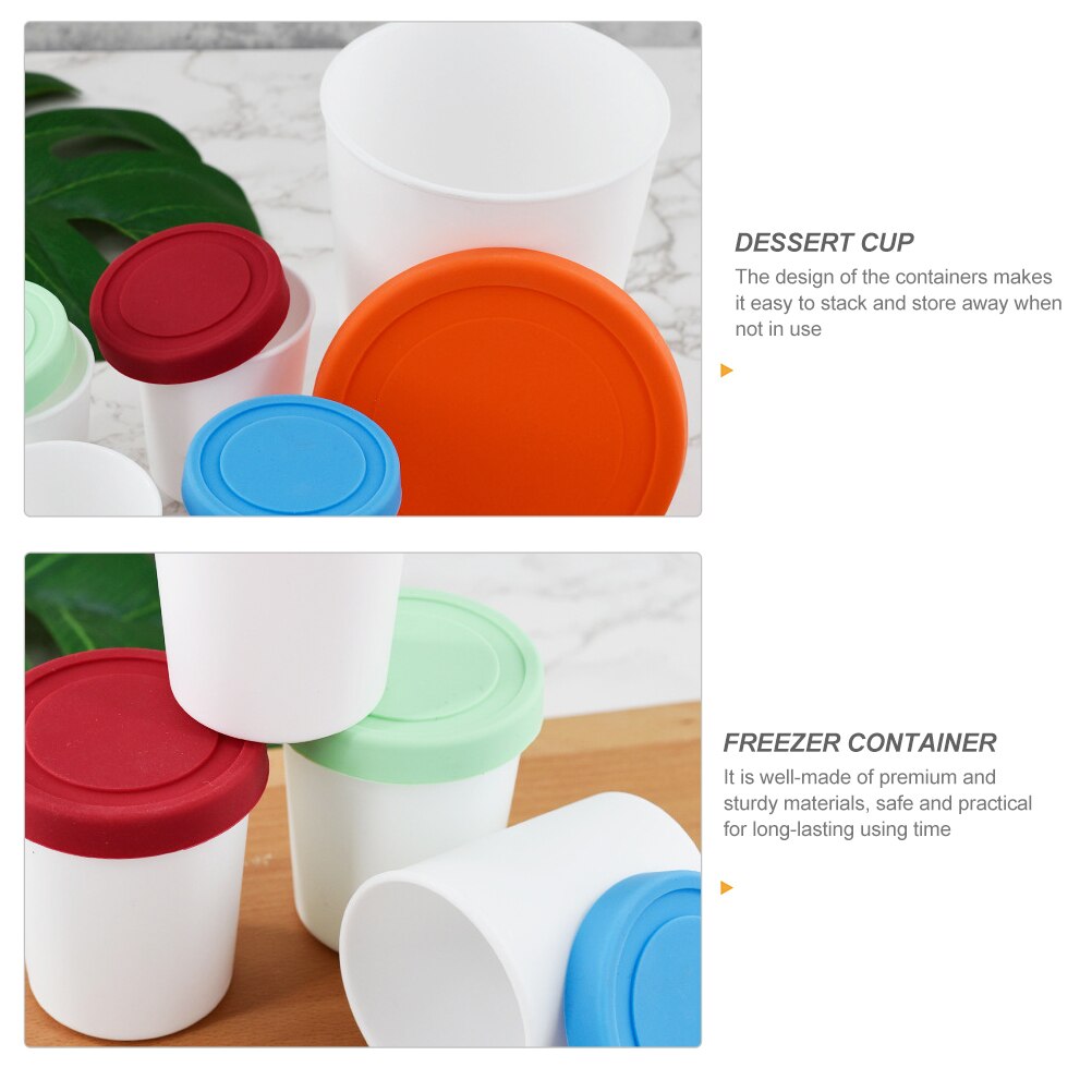 2pcs Ice Cream Freezer Storage Container Round Dessert Cups Ice Cream Holders