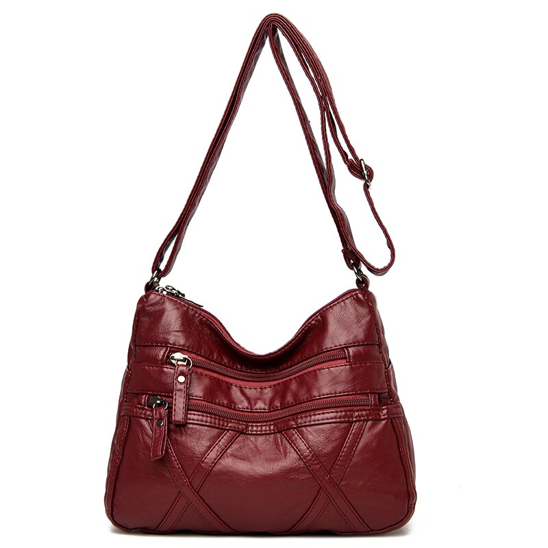 Nova bolsa casual feminina de ombro para costura, bolsas e bolsas de mão pequenas de couro pu, bolsa crossbody para mulheres, 2021: Red