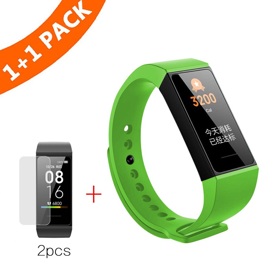 Pulsera para Xiaomi Redmi Band, correa de silicona para pulsera inteligente Redmi Band con Protector de pantalla: green