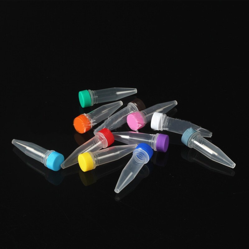 500pcs/lot 1.5ml 10*45mm Plastic cryogenic vials Screw cap sharp bottom Centrifuge tube Laboratory cryovial with Seal ring