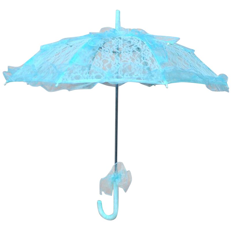 Farverig bryllup brude paraply gammel western romantisk manuel åbning fleur parasol flæser indretning blonde paraply  d30: Blå
