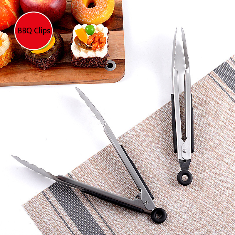 9 Inch Stainless Steel Food Clip Multifunction Barbecue Clip Buffet Bread Snack Meat Dish Clip Kitchen Tools