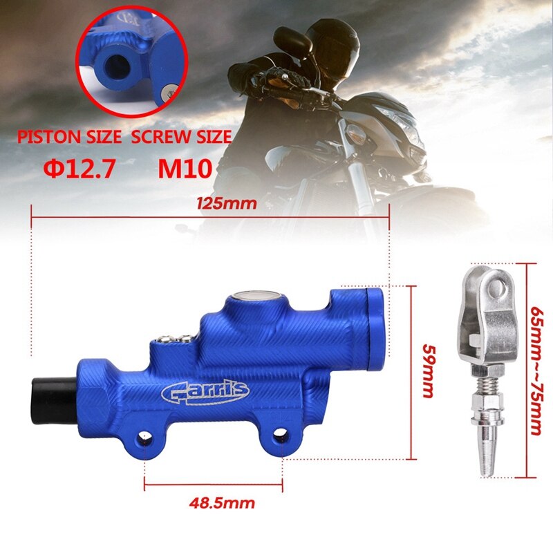 Universal Motorcycle Rear Foot Brake Master Cylinder Hydraulic Brake Pump for Motorcycle Sport Dirt Bike Pit Qua Blue