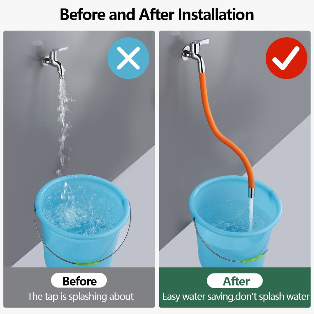 Faucet Extension Extender Bathroom Kitchen 360° Rotation Adjust Free Bending Splash-proof Universal Extension Tube Wash Basin