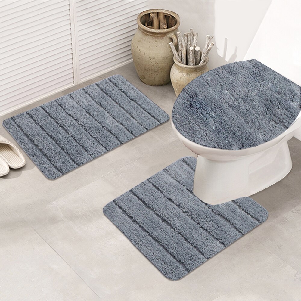 Bath Rug Sets 3 Piece for Bathroom Non Slip Bath Mat Set Washable Bathroom Rug Set Toilet Floor Mat Toilet cover