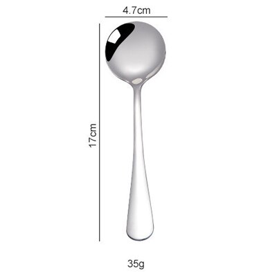 Thick stainless steel spoon High-end western tableware main round spoon Dessert spoon factory direct cute spoon: 17 cm