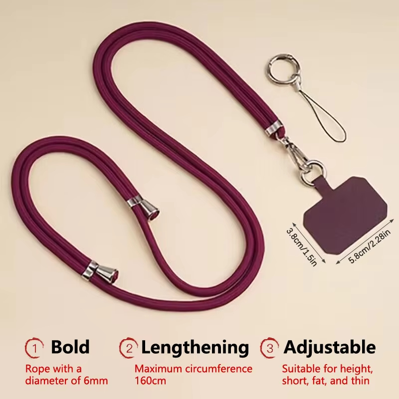 Universele crossbody telefoonkoord met clip, verstelbare lange nekband, anti-verlies hangkoord voor mobiele telefoon, reizen, werk, dagelijks gebruik