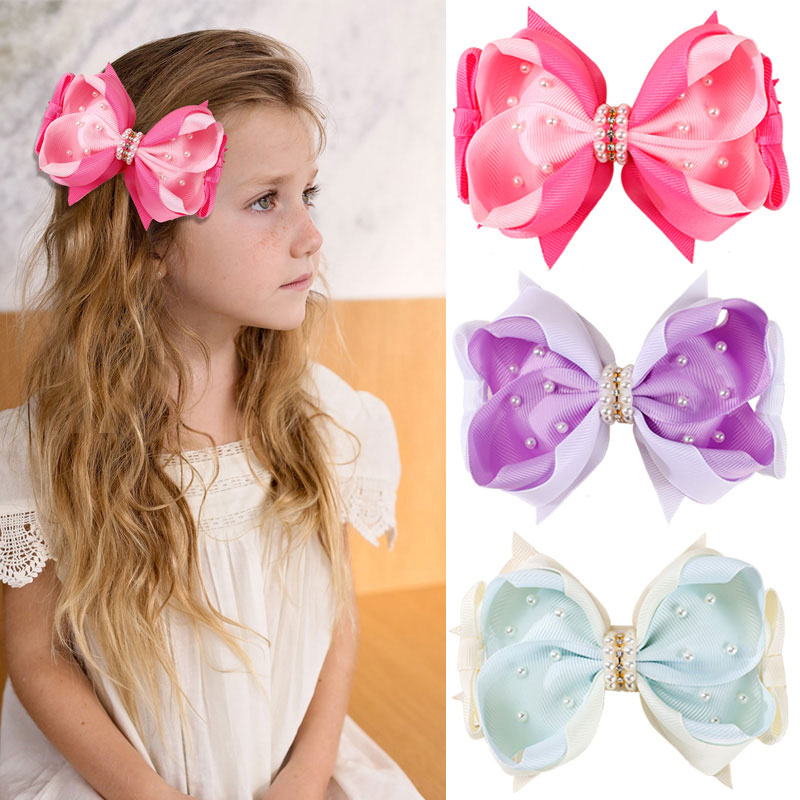 Pinzas para el pelo de perlas para niñas, horquillas con diamantes de imitación, cinta Rosa dulce, herramientas de peinado para el cabello para niños, diademas para niños