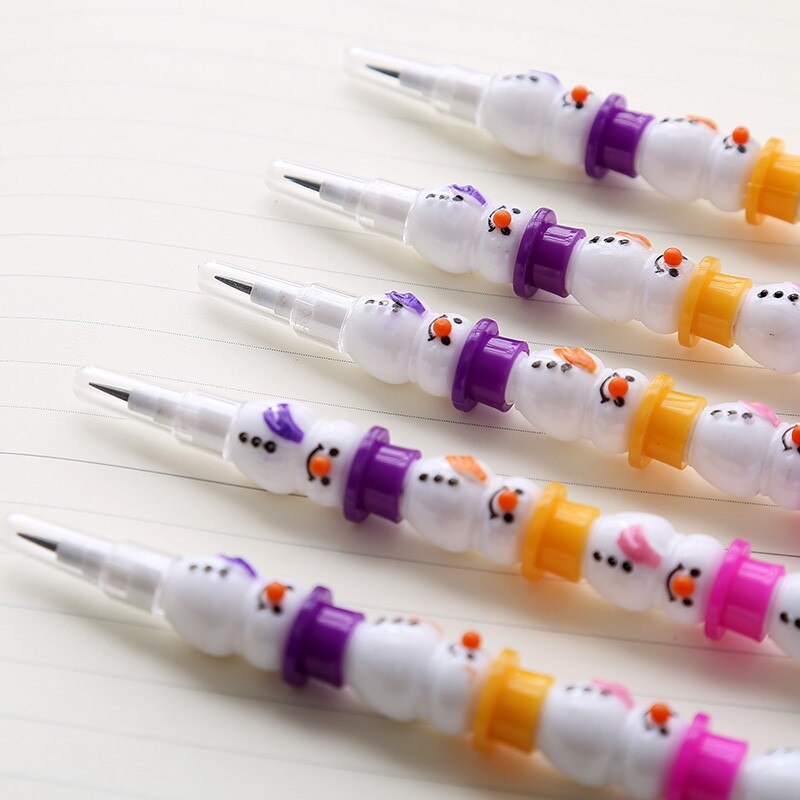 5Pcs Stackable Snowman Crayons And Pencils