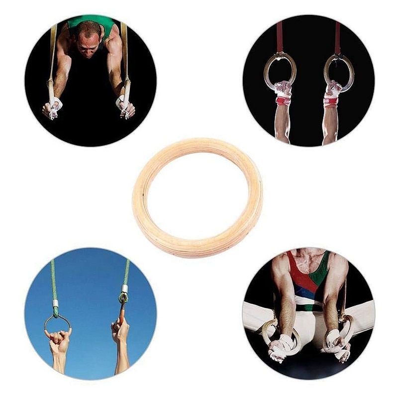 1 stk birk fitness ringe gymnastik trænings ring træ 28mm øvelse fitness gymnastik ringe gym øvelse
