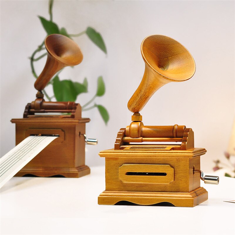 Caja Musical de madera para hacer música, fonógrafo Vintage