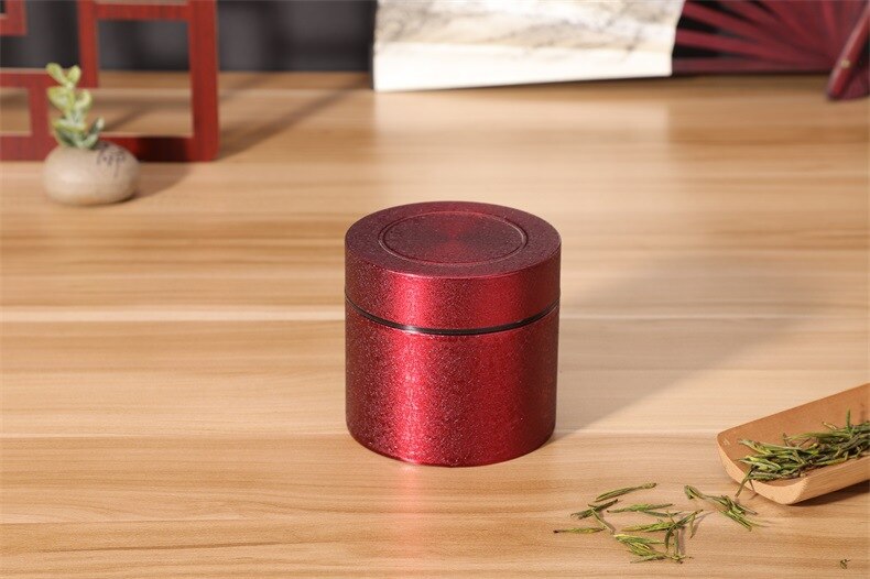 Stainless Steel Tea Caddy Large-capacity Sealed Leak-proof Tea Jar Round Tea Coffee Storage Jar: Ice red