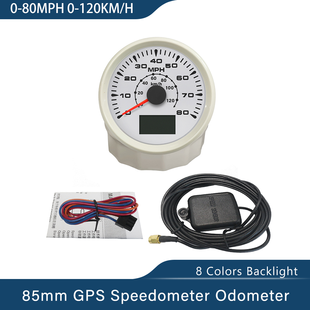 Velocímetro GPS Universal, velómetro, kilometraje, 8 colores, retroiluminación, 85mm, 35MPH, 80MPH, 160MP, 200MPH: 80MPH WW
