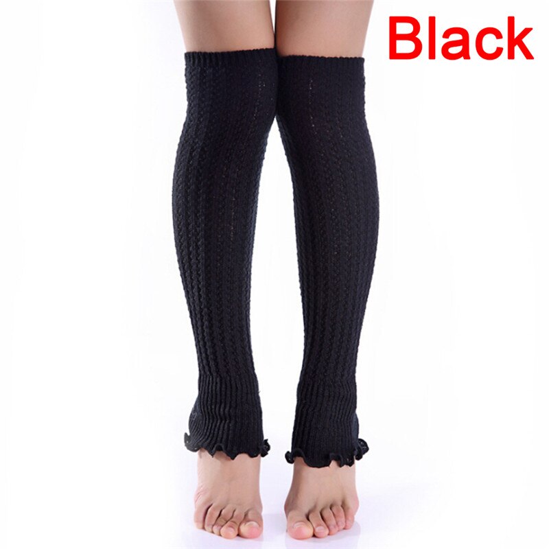 Jambières d'hiver longues pour femmes et filles, tricot, Leggings, bas, chaussettes: Black