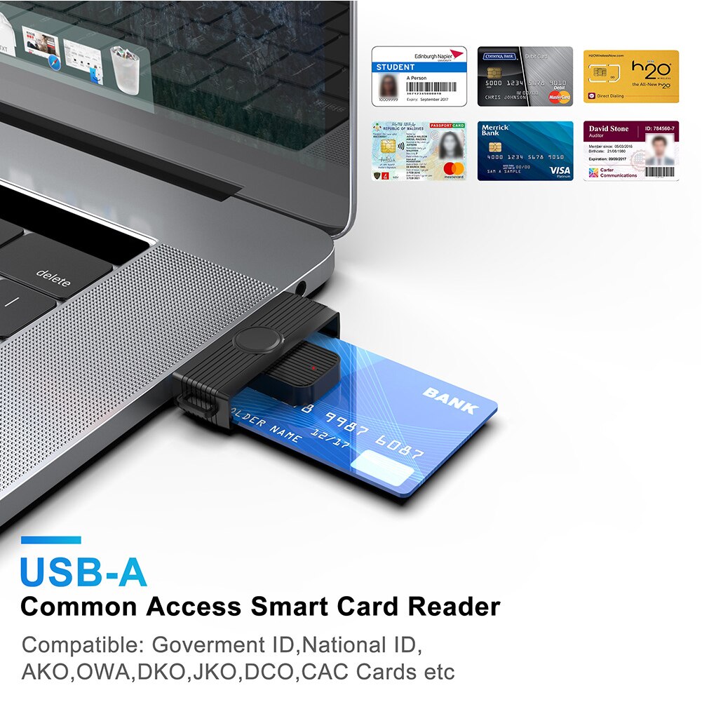 Cr318 usb 2.0 smartcard-lesegerät für bankkarten, sim-karten, cac-kartenleser, anschlussadapter, usb für windows- 7/8/10/ mac-os-computer