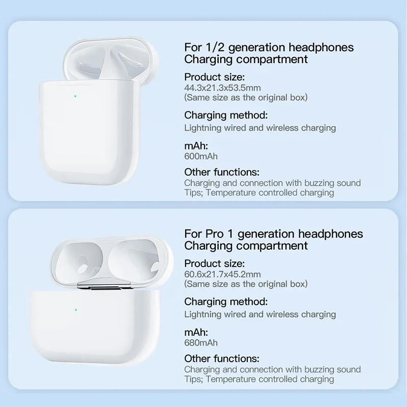 Bluetooth Headphone Wireless Charging Case For AirPods Pro 1 2 3 Charger Box Charging Compartment Replacement For AirPods 1&2