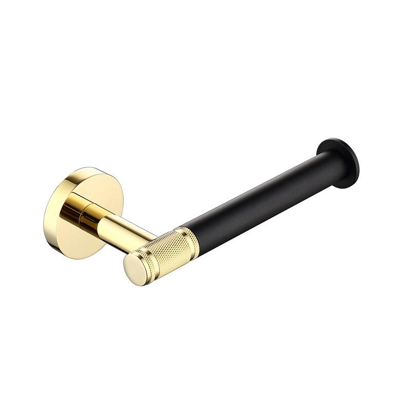 Solid messing håndklæde håndklædeholder hylde væg toiletbørsteholder sæbedispenser knagerækker sort guld badeværelsestilbehør sæt: E809