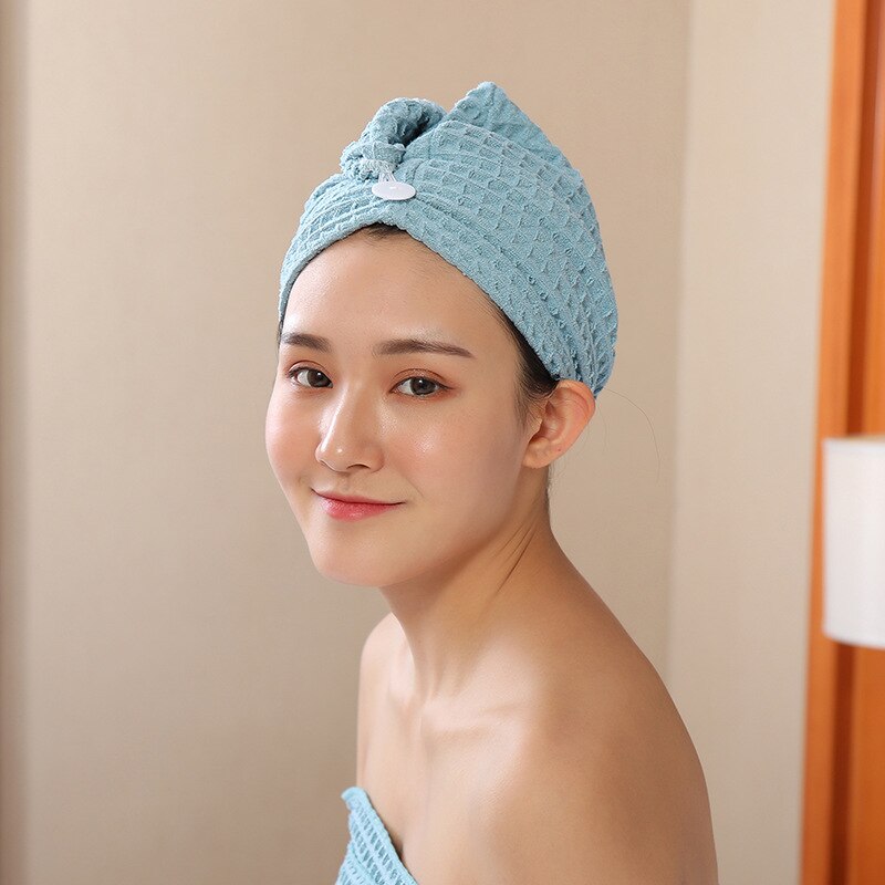 Toalla cuadrada para el pelo, gorro para el pelo de baño, turbante para secar pelo rizado, pelo largo y grueso, toalla para envolver el pelo, toalla para secar el pelo con gorro para secar el pelo: 1