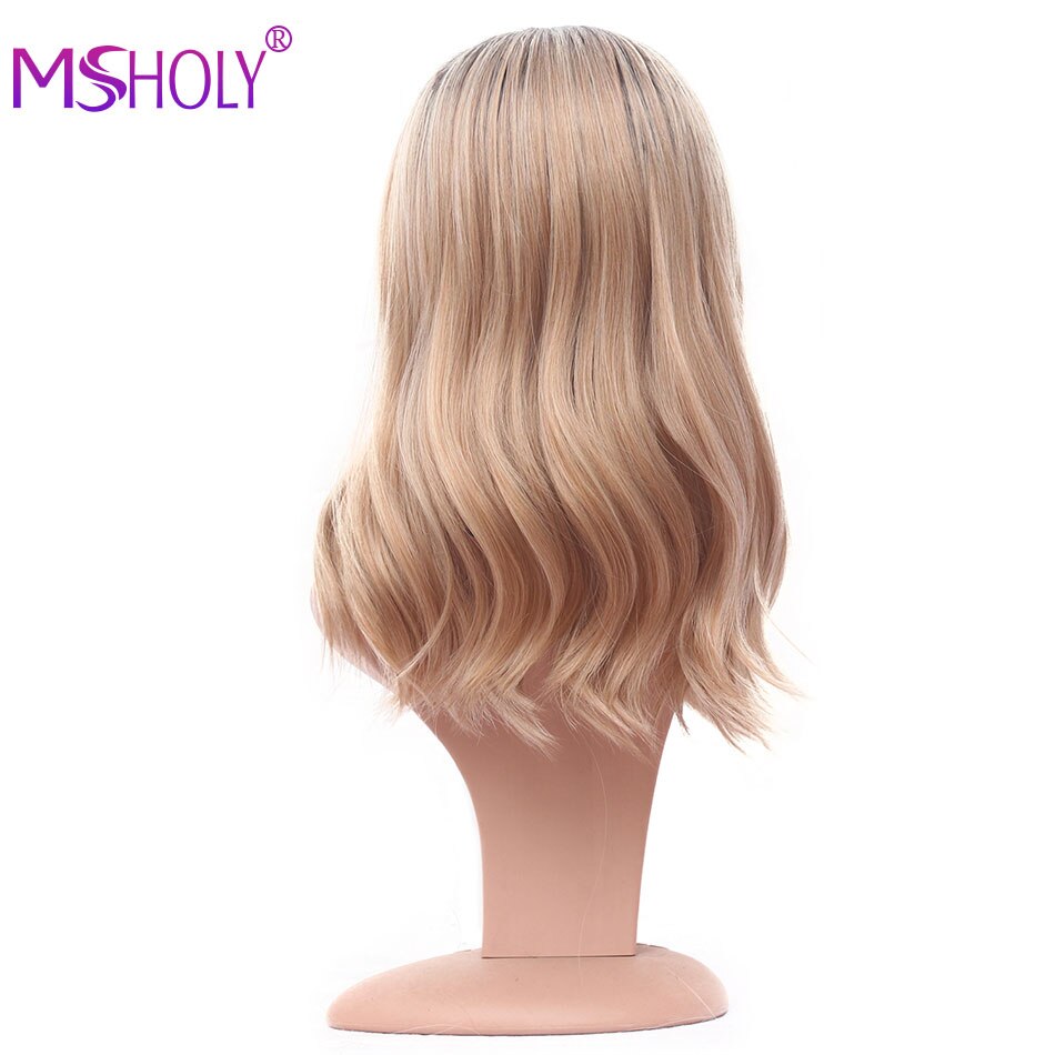 Korte krøllete bob parykker for kvinner honning blondt naturlig hår parykker kvinnelig syntetisk varmebestandig fiber cosplay parykk msholy hår