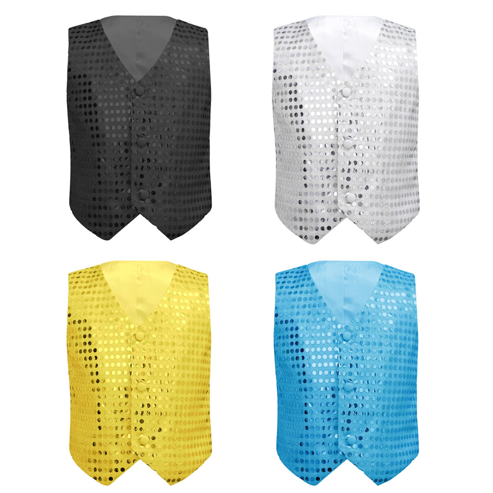 Gilet sans manches à paillettes pour enfants, 6-14, Costume de danse pour chorale, Jazz, Performance sur scène