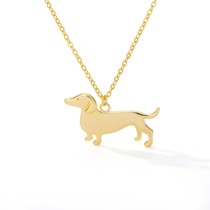 Collier en forme de teckel pour femmes, saucisse, chaînes avec pendentif pour chien, or, en acier inoxydable, pour Animal