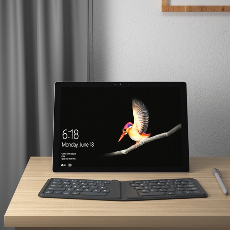 Universal Foldable Keyboard 2-Fold Ultra-Thin Portable Wireless Keyboard BT-compatible for three-system Phone PC