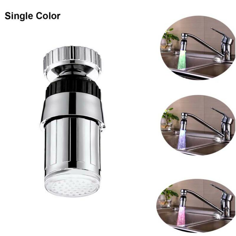 Family Bathroom Kitchen LED Faucet Mixer Tap Nozzle Water Temperature Control Sensor 360°Swivel Faucet Extender