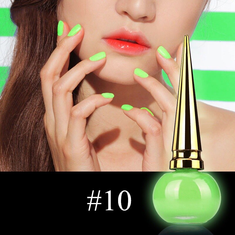 14ml vernis à ongles lumineux Fluorescente Non toxique vernis à ongles pour les femmes vernis liquide décor lueur dans la laque sombre: 10
