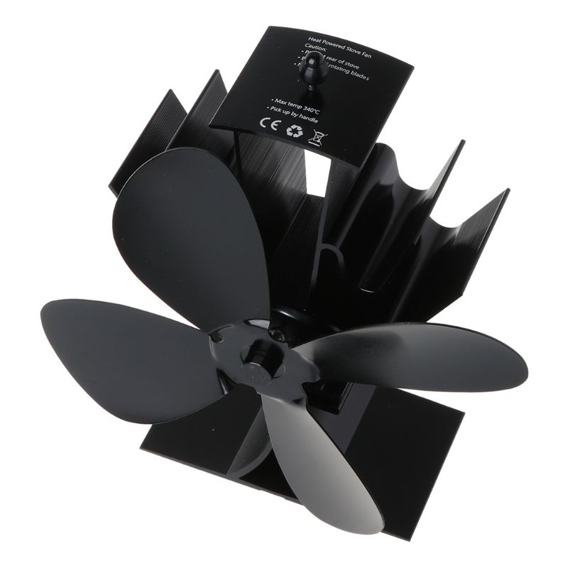 Home Silent Stove Fan with 4 Blades Heat Powered Electrical Fan for Fireplace