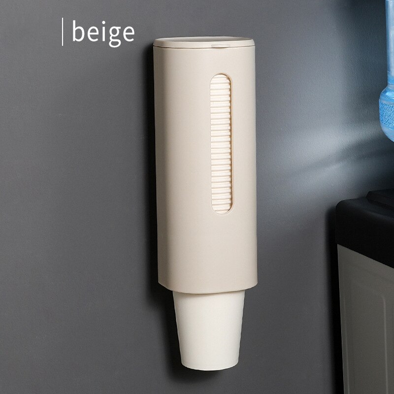 Papirkopper dispenser engangs kopholder vægmonteret automatisk kopopbevaringsstativ kopper beholder dispenser hylde træk: Beige a