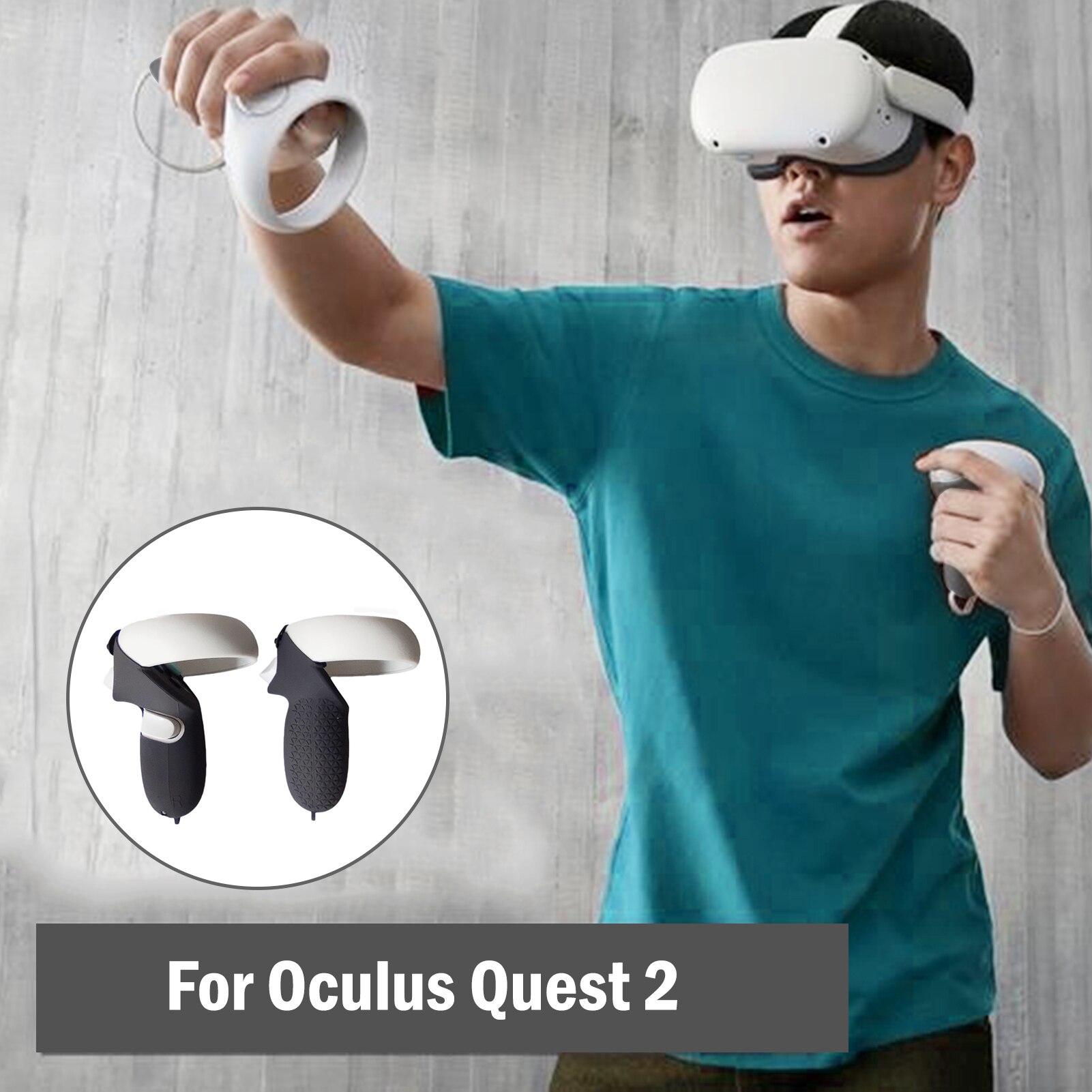 Vr Controller Case Vr Cover + Hand Cover + Thumb Knop Cap Handvat Cover Voor Oculus Quest 2 Vr Controller accessoires
