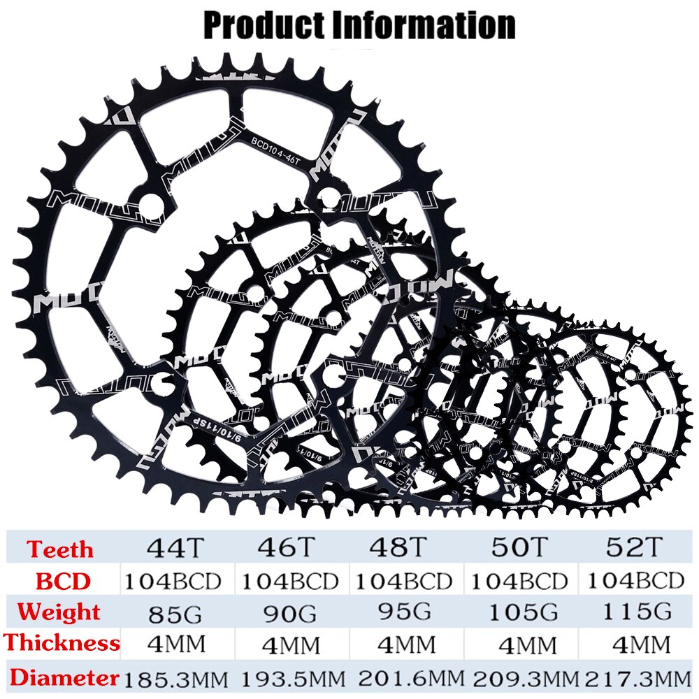 Fiets 104 bcd crank ovaal rond 30t 32t 34t 36t 38t 40t 42t 44t 46t 48t 50t 52t smal breed kettingwiel mtb fiets kettingblad