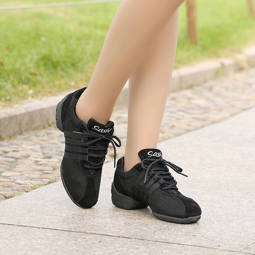 USHINE T01 Black Mesh Modern Jazz Shoes Zapatos De Dance Sneakers Jazz Ballet Dance Shoes Woman
