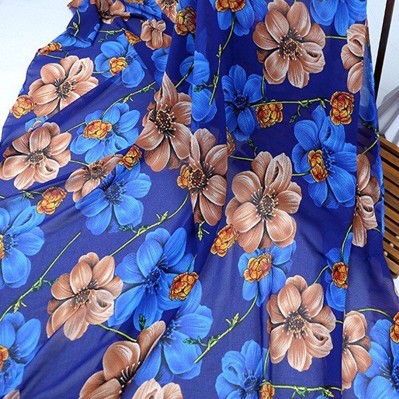 Chiffon kjole stof blomstret gør-det-selv materiale tørklæde bluse cosplay craft 1 yard