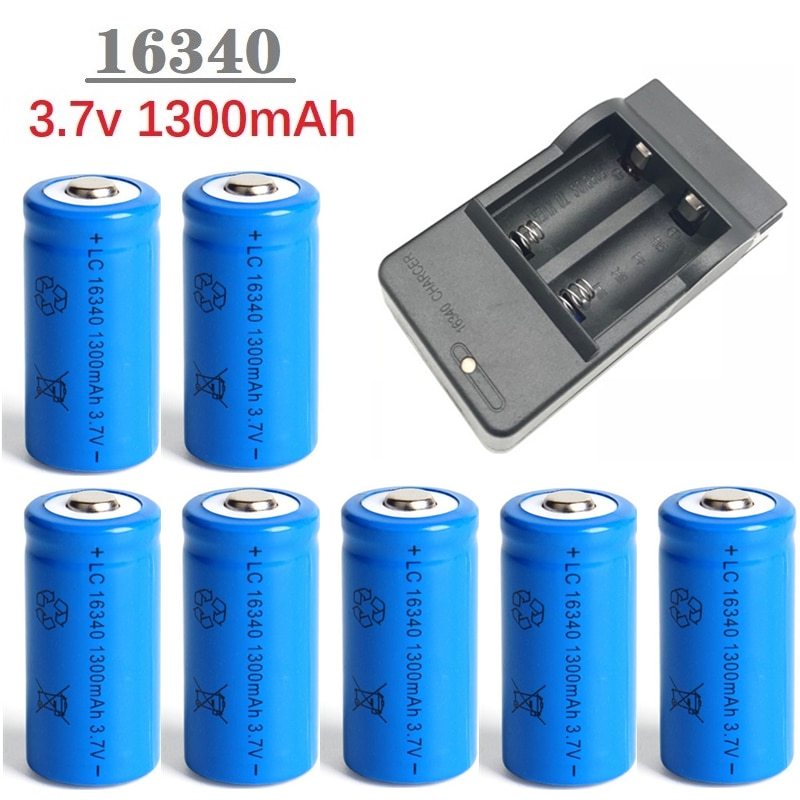 1300Mah 3.7V Li-Ion Oplaadbare 16340 Batterijen CR123A Batterij Voor Led Zaklamp Travel Wall Charger Voor 16340 CR123A Batterij