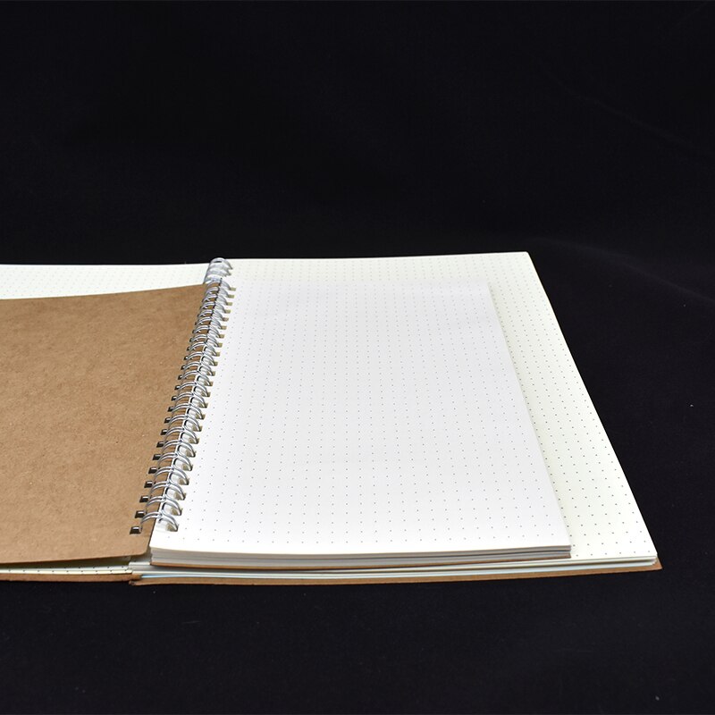 Spiral Bullet dotted journal, Square, Ruled, Blank optional Kraft paper cover Three sizes, 50 sheets/100 pages Diary Sketchbook