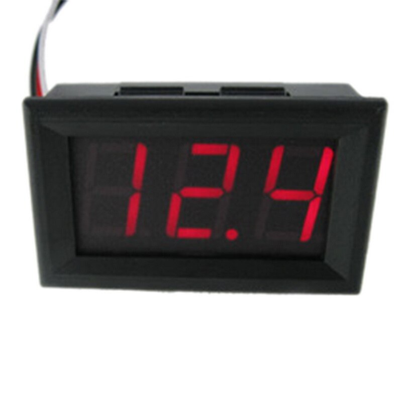 Mini digital voltmeter amperemeter  dc4.5-30v panel volt strømmåler tester med 2 ledninger ledet panel digital display 1 stk: En rød